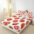 thumbnail image 4 of Manfei Red Tomato Fruit Bed Sheets, Kawaii Cartoon Food King Sheets, Teen Boy Girl Kid Sheet Set, Microfiber Bedroom Decor, 4 Pieces, 4 of 7