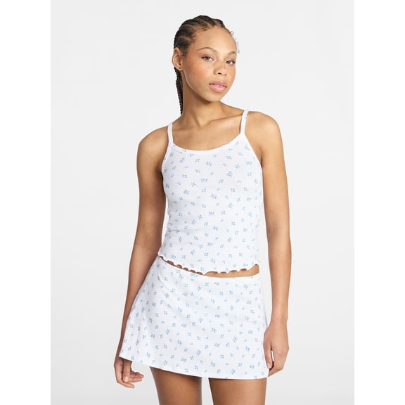 No Boundaries Cotton Stretch Drop Needle Strappy Tank Top, Women's XS-XXXL