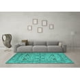 thumbnail image 3 of Ahgly Company Machine Washable Indoor Rectangle Oriental Turquoise Blue Industrial Area Rugs, 5' x 7', 3 of 4