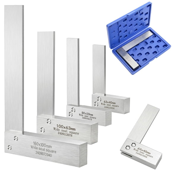 Suwimut Ensemble de Carrés pour Machiniste 2, 3, 4, 6 Pouces, Carrés de Haute Précision en Acier Trempé pour Ingénieur Mécanique, Outil à Base Carrée à 90 Degrés de Large L-