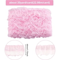 20 Yards 2-Layer Pink Pleated Organza Lace Ribbon Gathered Mesh Chiffon Fabric Lace Applique Tulle Trimming