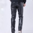 thumbnail image 2 of Casual Mens Fashion Long Pants Synthetic PU Leather Nightclub Slim Trousers, 2 of 7