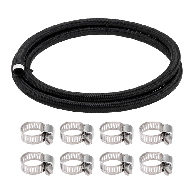 Kit de línea de combustible Unique Bargains 5/16" 6.56 pies manguera de vacío manguera de combustible automotriz con 8 abrazaderas 1 juego