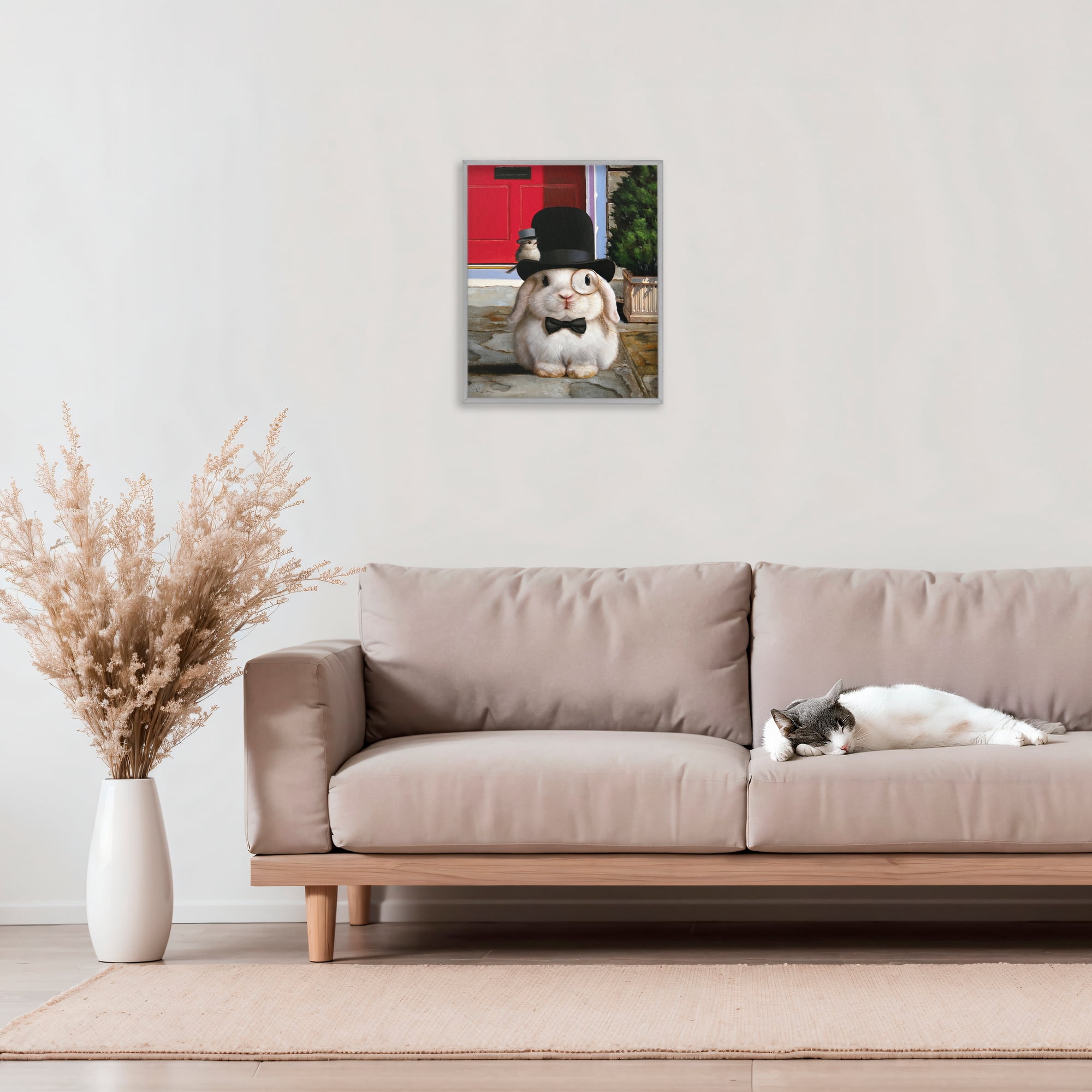 Stupell Industries Lord Bunbury Rabbit Gray Framed Giclee Art, design by Lucia Heffernan