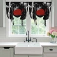 thumbnail image 4 of Black White Botanical Tie Up Curtains for Windows, Adjustable Balloon Window Shades, Red Moon Ink Wash Art Classic Kitchen Window Treatments Adjustable Roll Up Curtain for Basement/Nursery 52"x45", 4 of 8