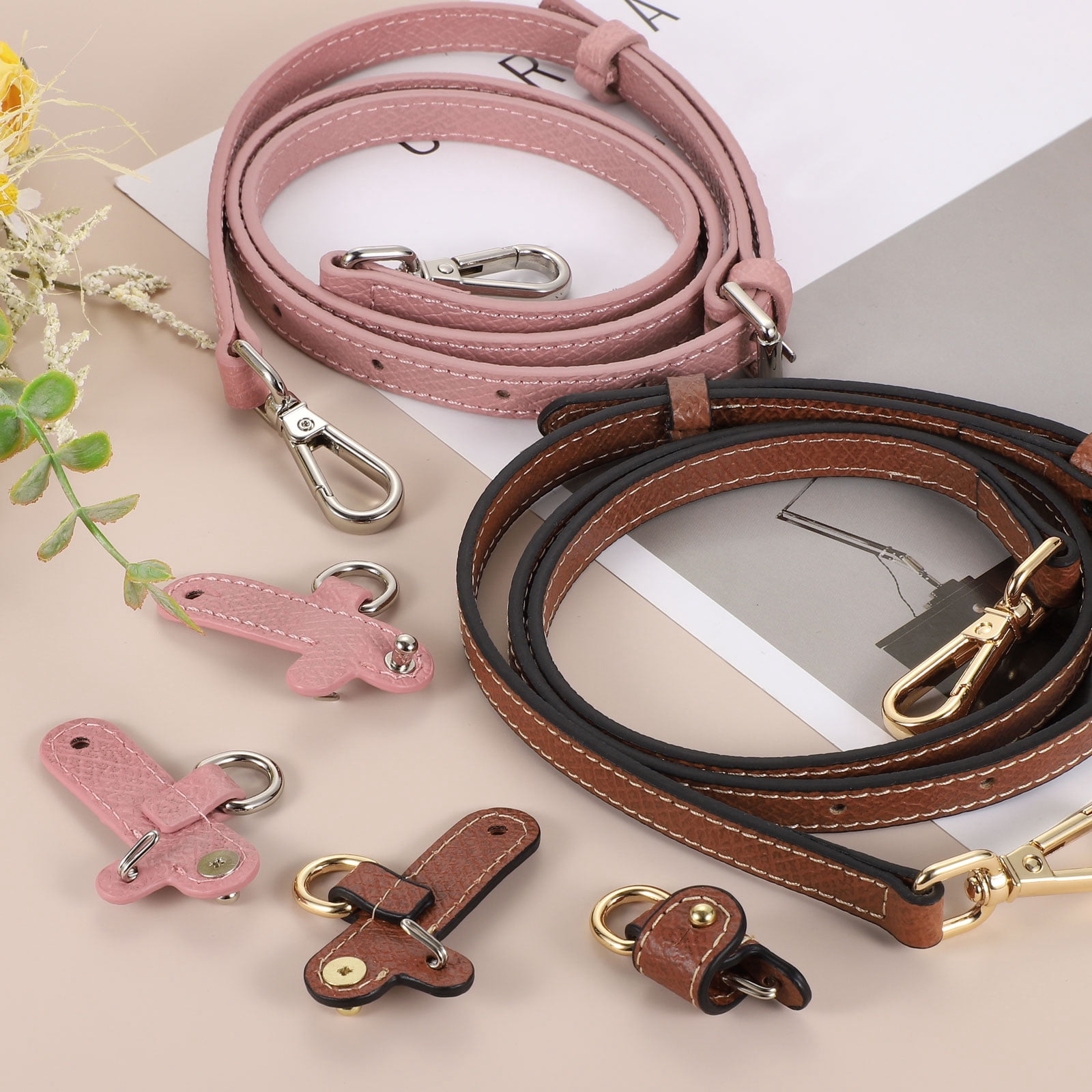Leather Strap Kit, 95-115cm Crossbody Adjustable Leather Shoulder Strap Conversion Kit for Mini Pouch Handbags Purse Straps Crossbody, Green