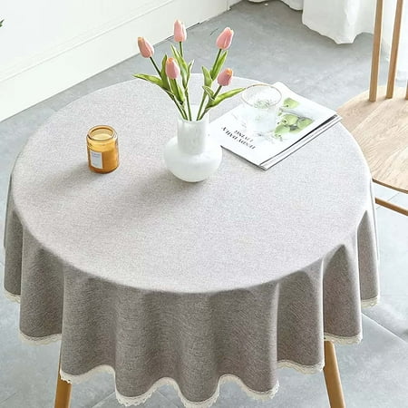 

UMMH Heavy Weight Waterproof Tablecloth 79x79 Inch Dining Table Cloth Round Stain Resistant and Wrinkle Tablecloths Washable Table Cover Cotton Linen Table Cloth for Kitchen Holiday