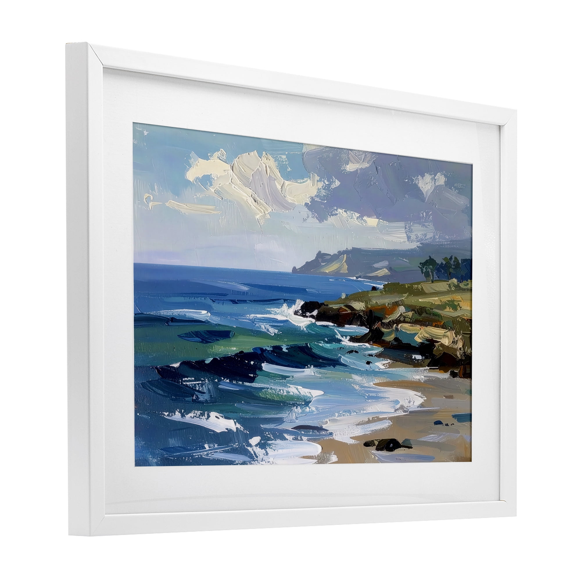 Stupell Industries Sky To Sea Impression White Framed Print Under Glass, design by Alonza Saunders