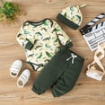 thumbnail image 2 of mgoYE Newborn Infant Baby Boy Fishing Outfit Embroidery Long Sleeve Romper + Pants + Hat 3Pcs Set Fall Clothes(Green,12-18 Months), 2 of 8