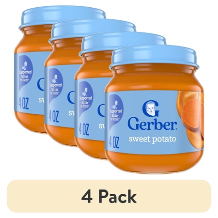 (4 pack) Gerber 1st Foods Natural for Baby Baby Food, Sweet Potato, 4 oz Jar
