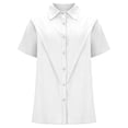 Casual Short Sleeve Button Down Shirt Solid Color Lapel Collar Blouse ...