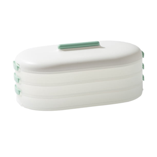 Contenedor de alimentos para refrigerador, organizador, tapa a presión, libre de BPA, antiadherente, para despensa, dumplings verde