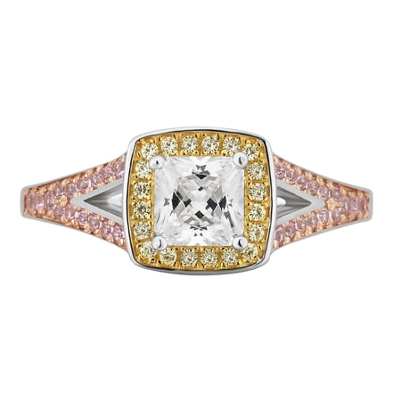 Arista 1 5/8 Carat T.W. Created Pink, Yellow & White Cubic Zirconia Women's Engagement Ring in Sterling Silver
