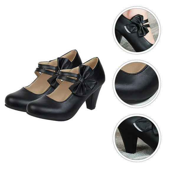 Soimiss Comfortable Dress Shoes for Women Chunky Heel Black 1 Pair
