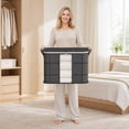 thumbnail image 4 of Large Storage Bags with Zipper, Heavy Duty Moving Bags, Storage Bins with Lids – Clothes Organizers and Storage Visible Window Fabric Organizer for Closet Bedding Bedroom Dormitory Moving Ues, 4 of 7