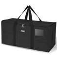 thumbnail image 1 of BALEINE Bolsa de almacenamiento extra grande con cremalleras y asas de transporte, bolsas de tela Oxford resistentes para mudanzas para lavandería, ahorro de espacio, almacenamiento, negro carbón, 1 p, 1 of 5