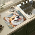 thumbnail image 3 of Wobogo Corgi with Oil Painting Style Dish Drying Mats Diatomaceous Earth Super Absorbent Non-slip Rubber Sole 15.7×11.8in, 3 of 11