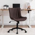 thumbnail image 3 of Home Office Desk Chair with Comfy Back Ergonomic Modern Faux Leather Swivel Rolling Task Computer Chair with Wheels Armless Adjustable Vanity Chair for Study Sewing Drafting, 3 of 4