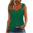 thumbnail image 2 of Tank Tops for Women Trendy Ring Strap Sleeveless Tanks Shirts Womens Going Out Top Basic Solid Color Summer Holiday Travel Vacation Camisole Army Green, 2 of 4