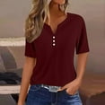thumbnail image 2 of Idoravan Womens Tops Summer Sale Women's Casual Solid Color Medium Short Sleeve-Neck Top, 2 of 5