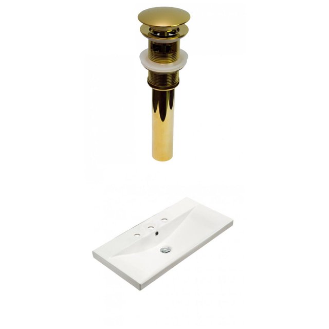 American Imaginations 31.73-in. W 3H8-in. Ceramic Top Set In White Color - Overflow Drain Incl. AI-30910