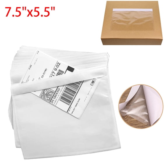 FungLam 100PACK 7.5”x5.5” Clear Packing List Invoice Shipping Label Self Envelopes Pouches Bag Self Adhesive