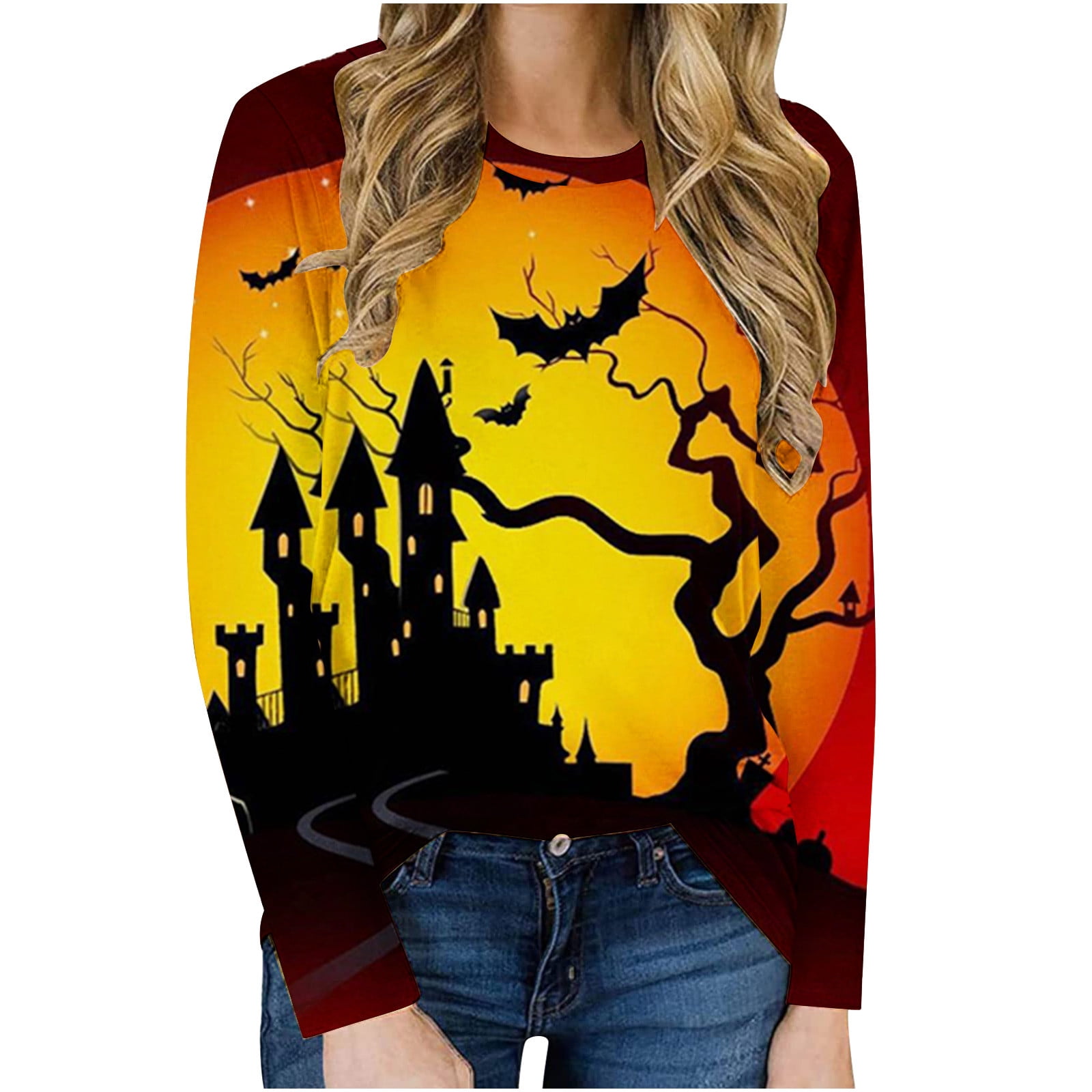 CYMMPU Halloween Tops for Women Nightmare Before Christmas Night Scene