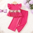 thumbnail image 2 of Splozh Toddler Girl Outfit Smocked Strap Camisole Linen Pants Girls 2 Piece Summer Set Girls Cute Outfit,Hot Pink,18-24 Months, 2 of 5