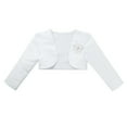 thumbnail image 3 of Mufeng Toddler Big Girls Long Sleeve Bolero Jacket Shrug Short Cardigan Sweater Wedding Holiday White 120, 3 of 6
