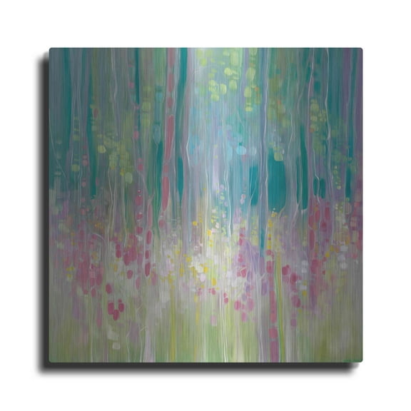 Luxe Metal Art 'Abstract Summer' by Gill Bustamante, Metal Wall Art, 12"x12"