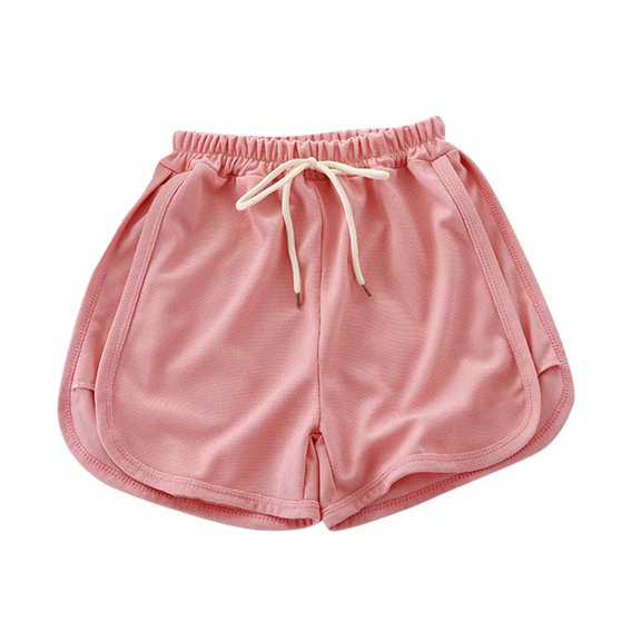 CPNG Girls Fashion Shorts Summer Thin Solid Color Loose Casual Shorts Elastic Waist Drawstring Shorts(Pink,6-12 Months)