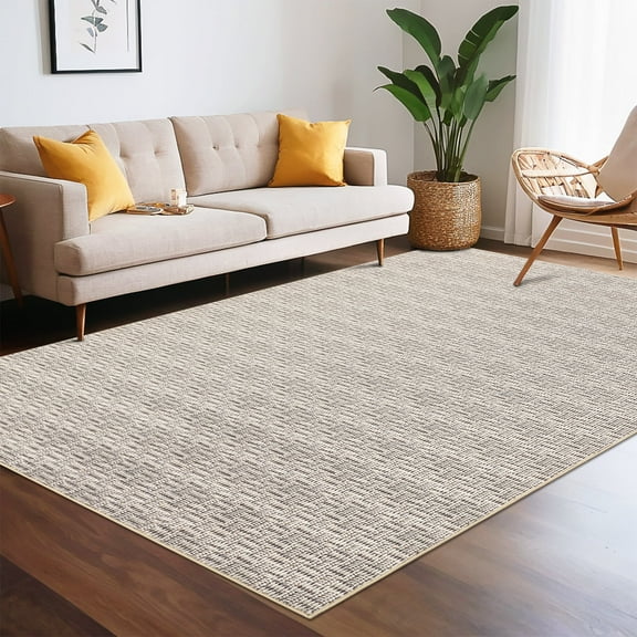 Garvee 10'x13' Area Rug Modern Area Rugs for Living Room Bedroom Farmhouse Non Slip Low Pile Rugs, Beige Gray