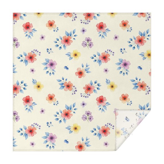 Pioneer Flower Floral Print Pattern Square Tablecloth, Waterproof Wipeable Spillproof Washable Table Cover for Home Kitchen Party and Daily Decor 60"x60"