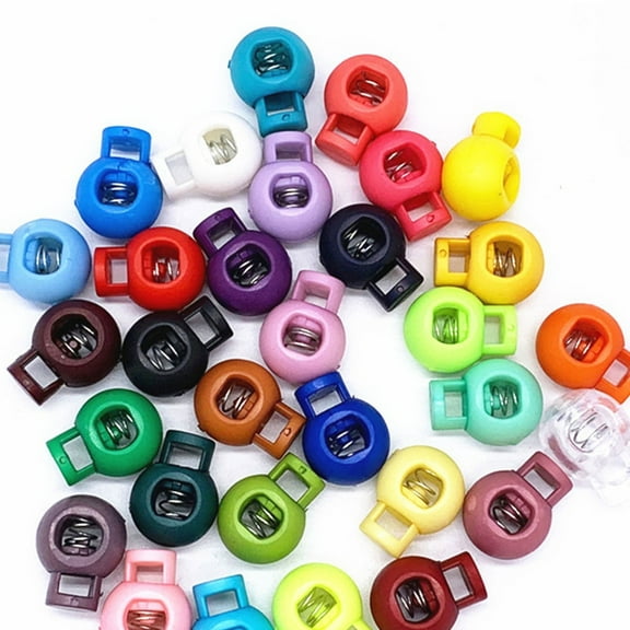 100 Pcs Plastic Cord Locks, Single Hole Spring Stop Toggle Stoppers