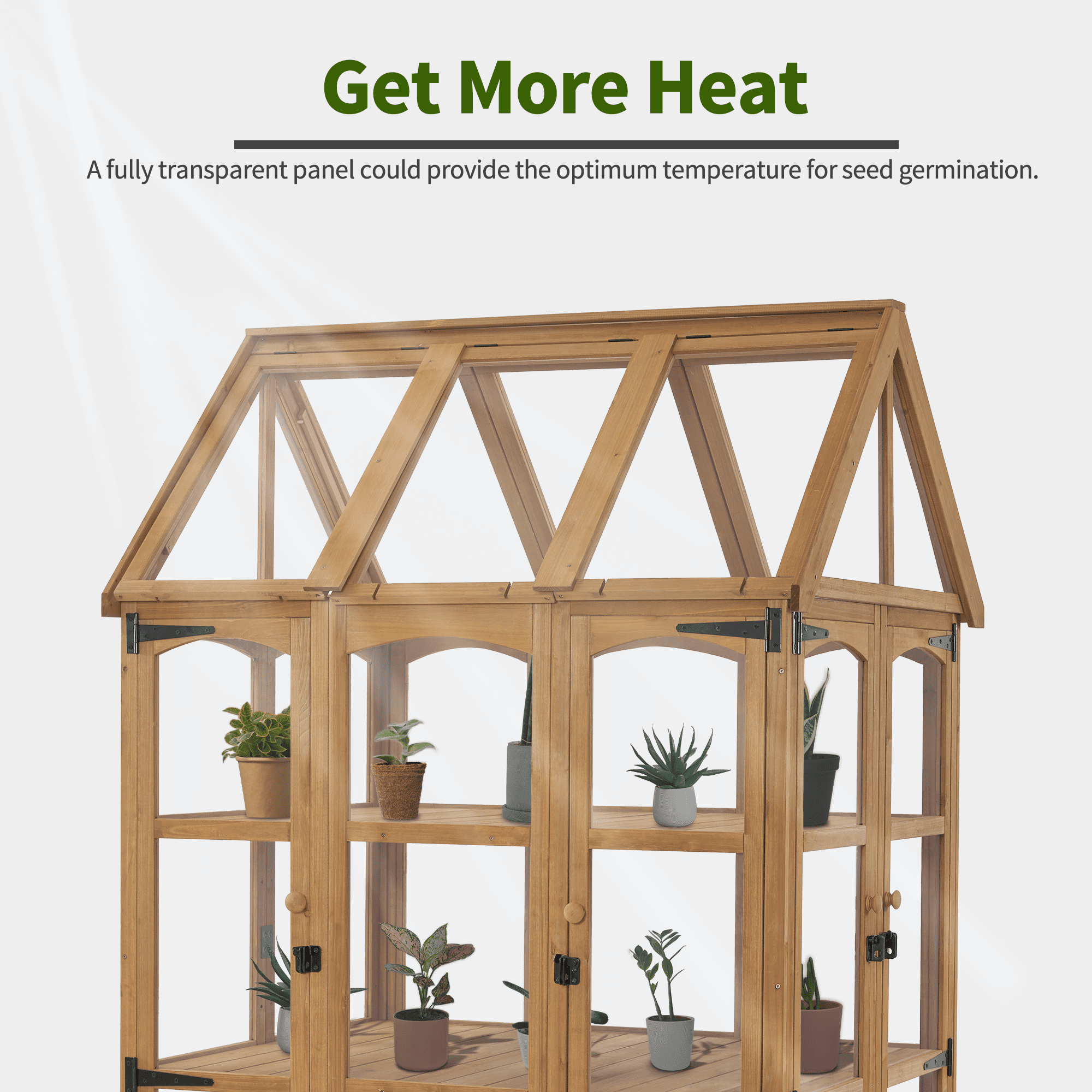 MCombo 48" x 38.8" x 83.9" Wooden Greenhouse with Adjustable Roof Vent and 8 Lockable Door for Backyard Outdoor Use,