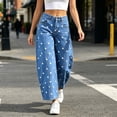 thumbnail image 6 of Hvogkswy Women High Waist Polka Dot Cropped Wide Leg Jeans Trendy Stretch Denim Pants Washed Vintage Casual jeans for 2026, 6 of 9