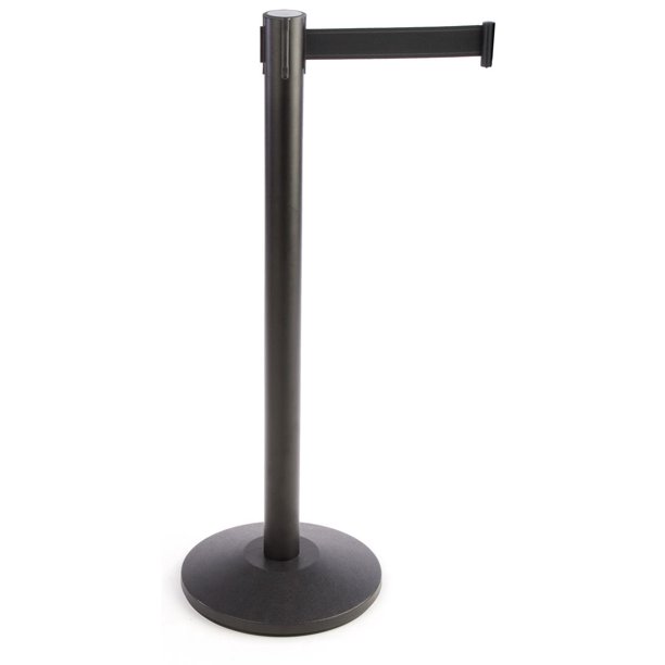 Deluxe Stanchion Post 40"h Round Pole Matte Black Powder Coated