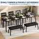 thumbnail image 3 of Diseño biselado elegante - Conjunto de comedor 4 personas - Mesa rectangular de madera con patas metálicas - Banco tapizado y 2 sillas clásicas - Ahorra espacio en cocina o comedor - Color negro, 3 of 8