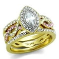 thumbnail image 1 of Alamode TK2129-9 Women Two-Tone IP Gold Stainless Steel Ring with AAA Grade CZ in Clear - Size 9, 1 of 1