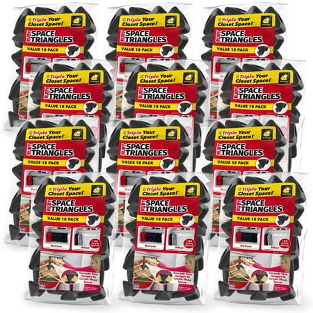 Original AS SEEN ON TV Ruby Space Triangles, 12 Pack, Ultra- Premium Hanger Hooks Triple Closet Space 216 PC Value Pack, Black