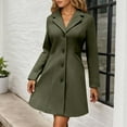 thumbnail image 4 of Plus Size Long Trench Coat with Notched Lapel Slim Fit Wool Blend Winter Overcoat for Women, 4 of 7