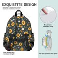 thumbnail image 5 of Sunflower and Bee Black Pattern Cute School Backpack Bag for School with Padded Back and Adjustable Shoulder Straps 15.25"x11.5"x5.25", 5 of 5