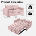 thumbnail image 2 of Howcool 55" 3 in 1 Convertible Sleeper Sofa Bed, Pull Out Loveseat Couch with Storage Pocket,Pink, 2 of 7