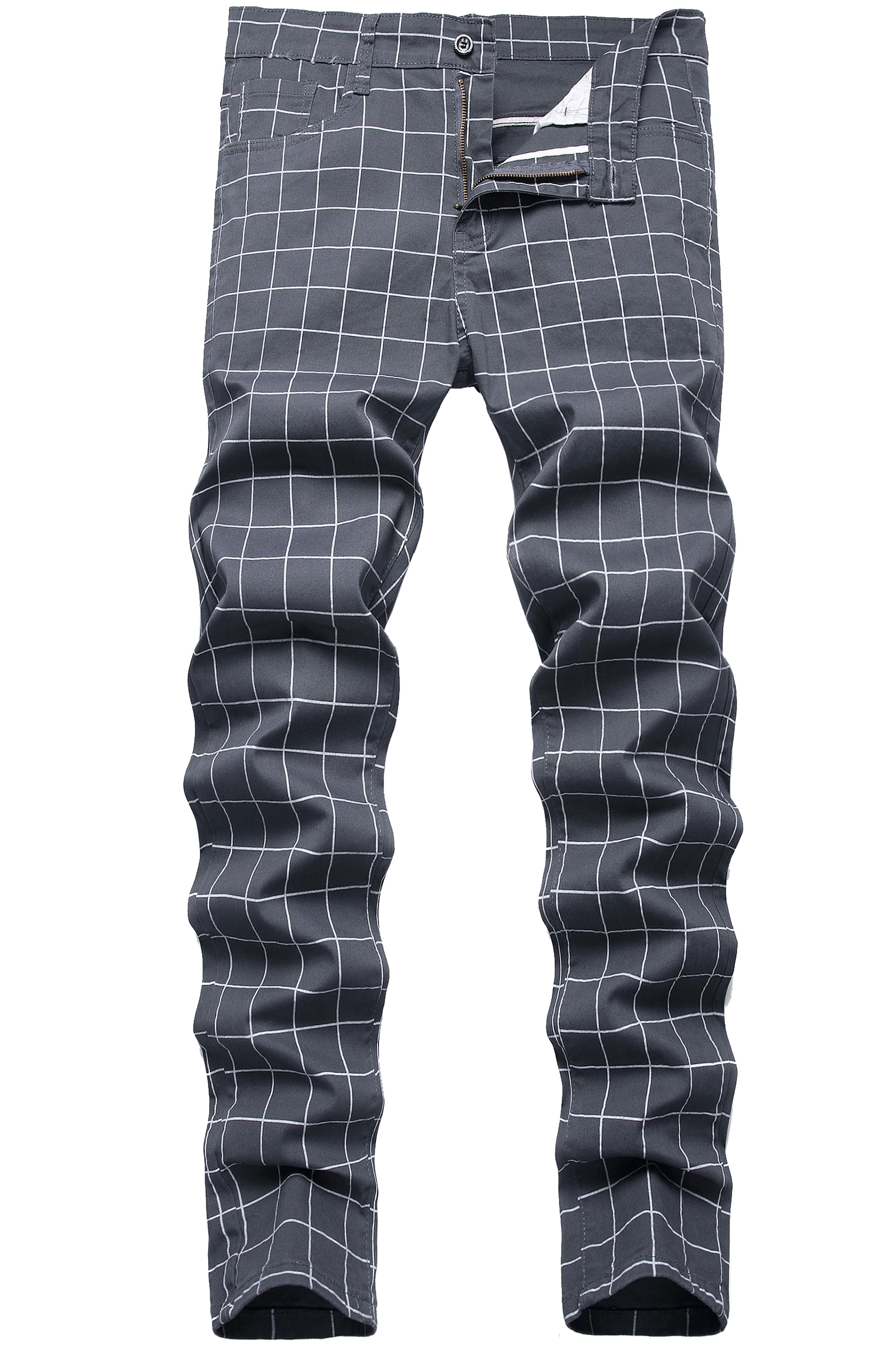 LZLER Men's Plaid Dress Pants Casual Stretch Chino Pant for Men