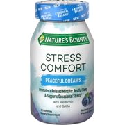 Nature's Bounty Stress Comfort Melatonin, Peaceful Dreams, Dietary Supplement with GABA, Sleep Aid, Blueberry Lavendar Flavor, 42 Gummies 1 ea (Pack of 4)