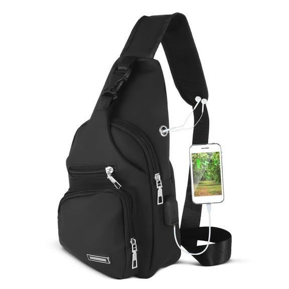 Hengguang Waterproof Sling Bag Crossbody Backpack for Men Women, Sling Backpack Hiking Daypack with USB Charging Port, Multipurpose Cross Body Chest Bag for Hiking Walking Travel