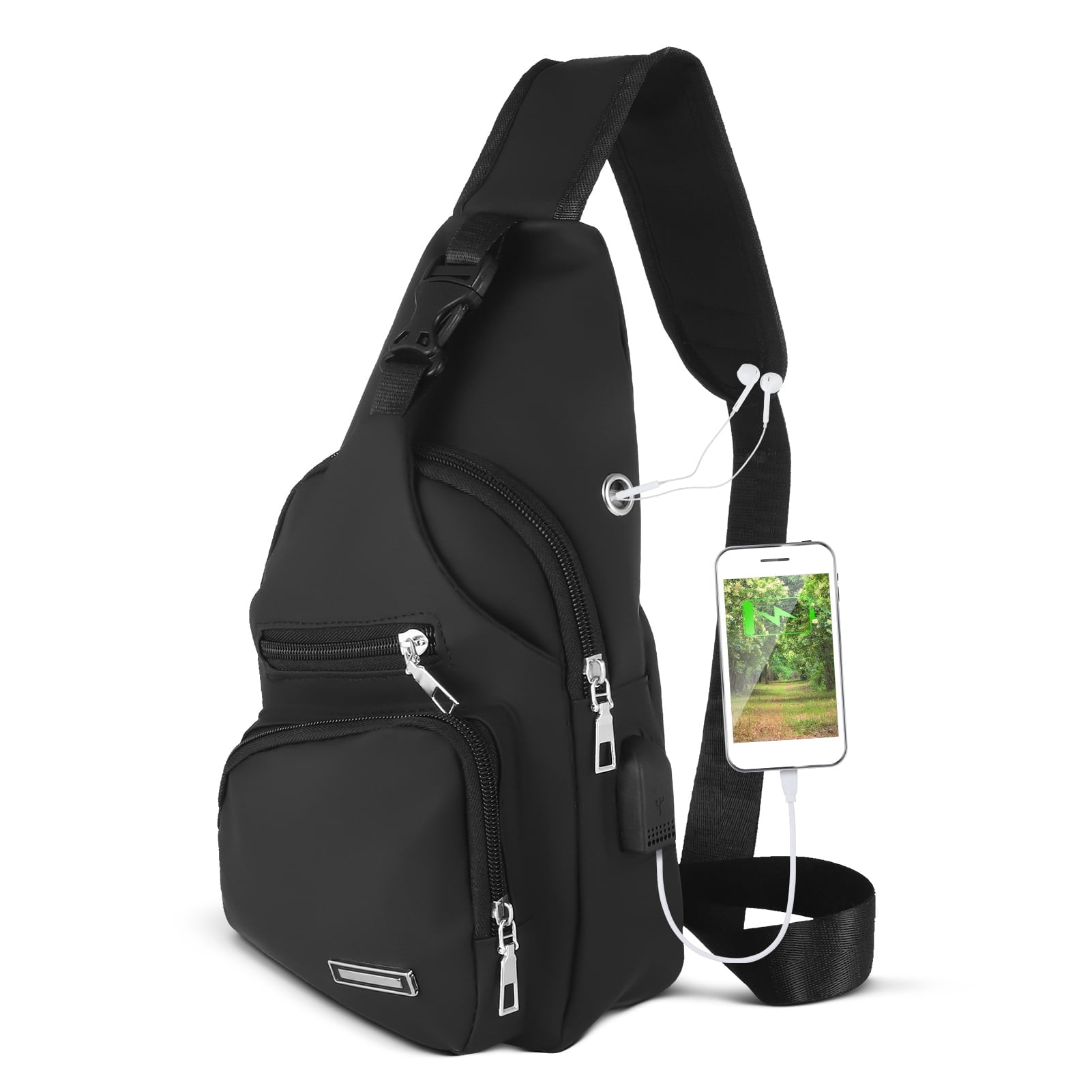 Hengguang Waterproof Sling Bag Crossbody Backpack for Men Women, Sling Backpack Hiking Daypack with USB Charging Port, Multipurpose Cross Body Chest Bag for Hiking Walking Travel