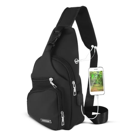 Hengguang Waterproof Sling Bag Crossbody Backpack for Men Women, Sling Backpack Hiking Daypack with USB Charging Port, Multipurpose Cross Body Chest Bag for Hiking Walking Travel