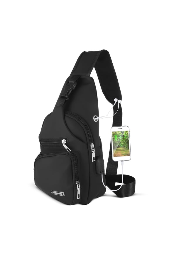 Waterproof Sling Bag Crossbody Backpack for Men Women, Sling Backpack Hiking Daypack with USB Charging Port, Multipurpose Cross Body Chest Bag for Hiking Walking Travel