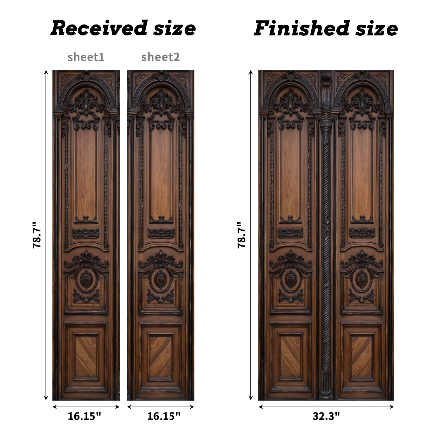 Self Adhesive Vinyl Refrigerator Wrap Set Ancient brown hard wooden door window Beautiful church entry Door Mural Removable Fridge Sticker Peel and Stick&nbsp;Full Door Cover Decal Kitchen Bar Decor